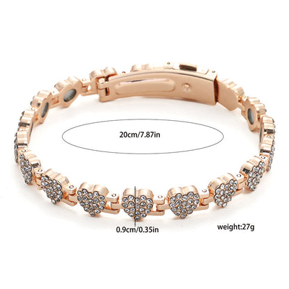 Women's Dazzling Heart-Shaped Magnetic Copper Bracelets