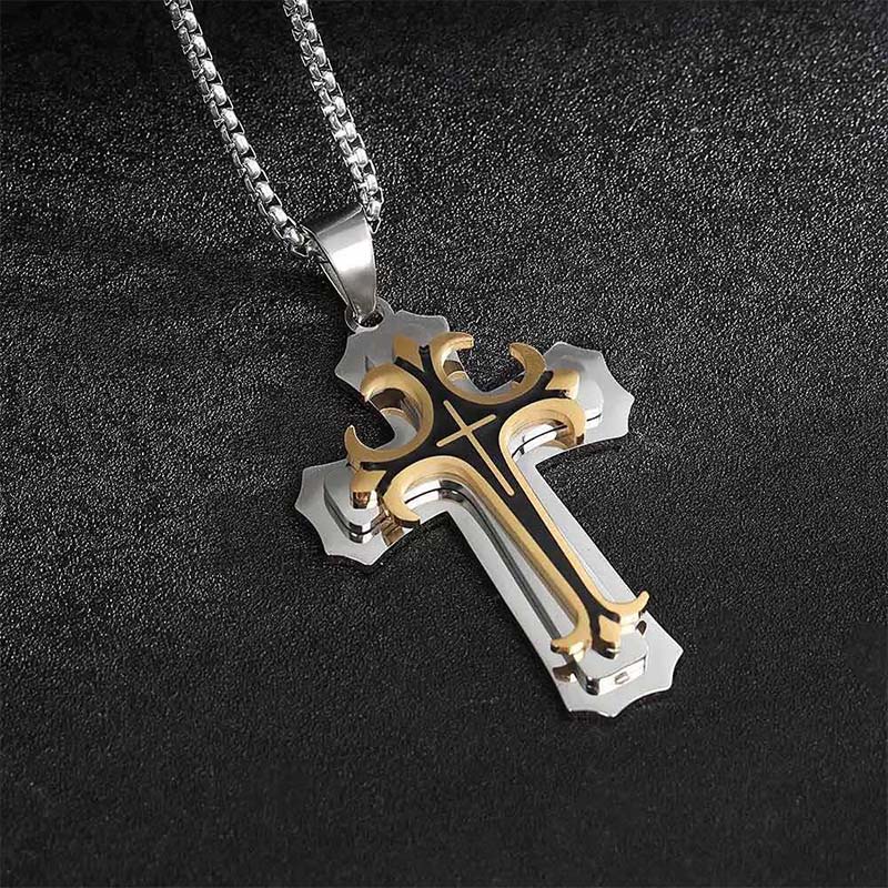 🔥Men's Two-Tone Cross Pendant Necklace
