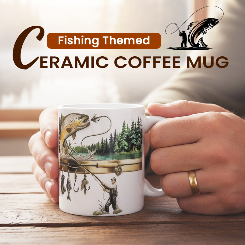Ceramic Fishing Themed Coffee Mug