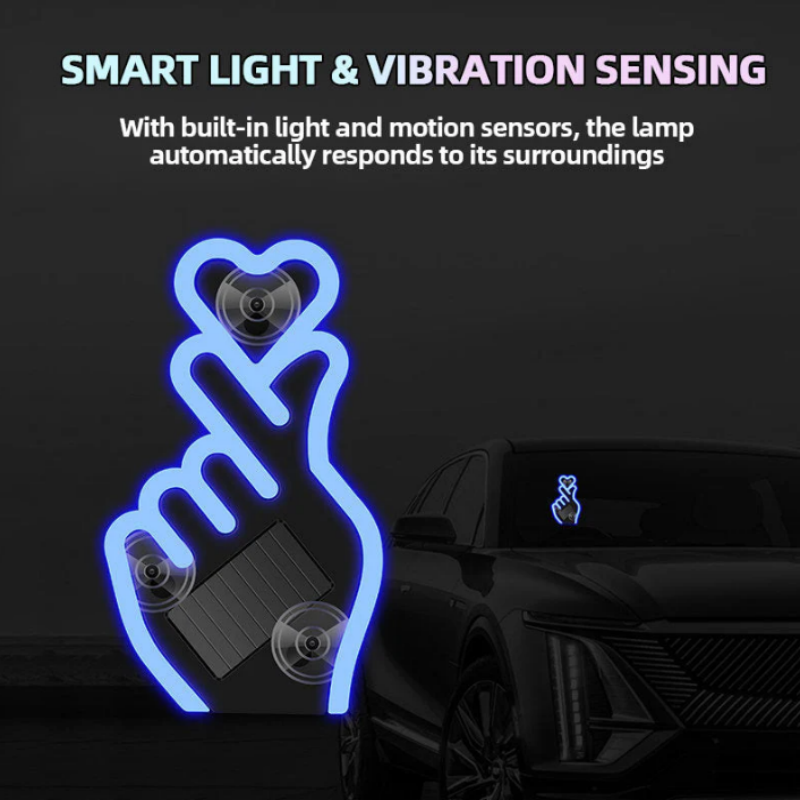 Solar-Powered Finger Heart LED Car Light