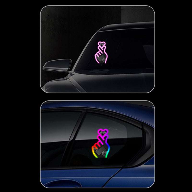 Solar-Powered Finger Heart LED Car Light