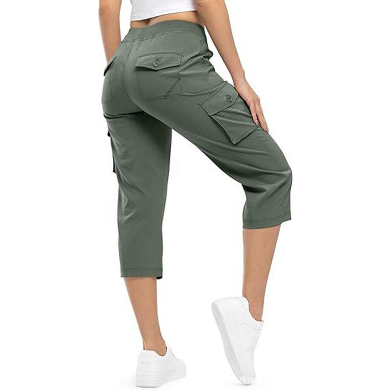 👖 Women's Lightweight Cargo Capris – 6 Pockets, Drawstring Waist, Breathable 🌿