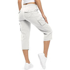 👖 Women's Lightweight Cargo Capris – 6 Pockets, Drawstring Waist, Breathable 🌿