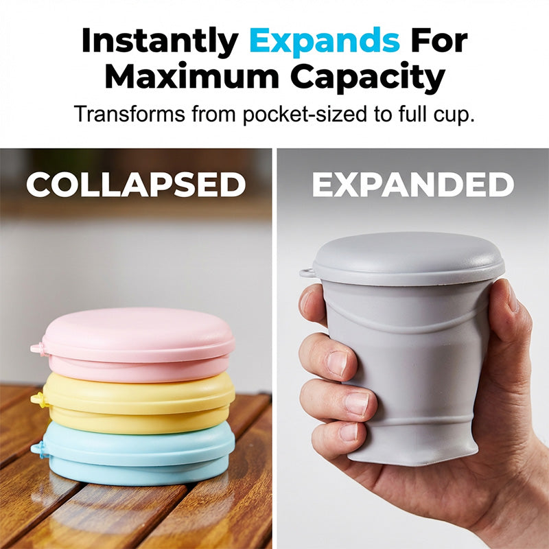 Collapsible Silicone Travel Cup with Lid