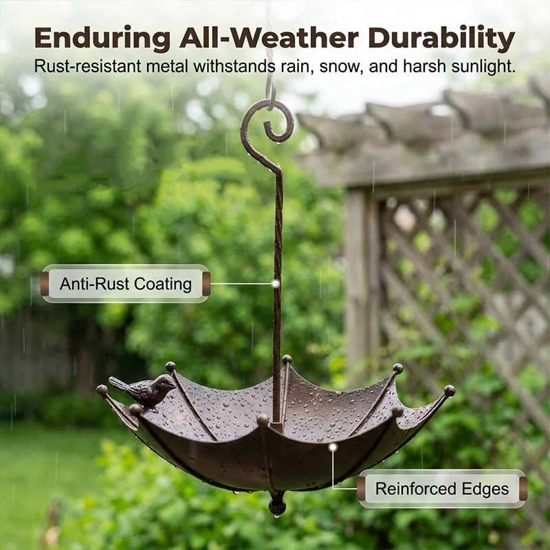 🐦Hanging Umbrella Bird Feeder & Bath – Dual-Use, Rust-Resistant, Vintage Style & Perfect for Garden Decor ☂️