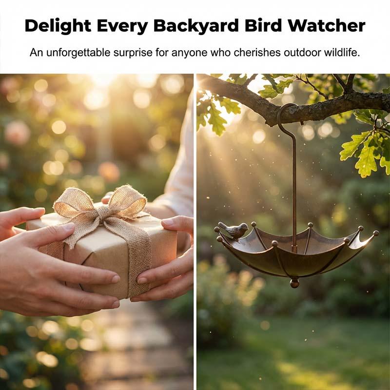 🐦Hanging Umbrella Bird Feeder & Bath – Dual-Use, Rust-Resistant, Vintage Style & Perfect for Garden Decor ☂️