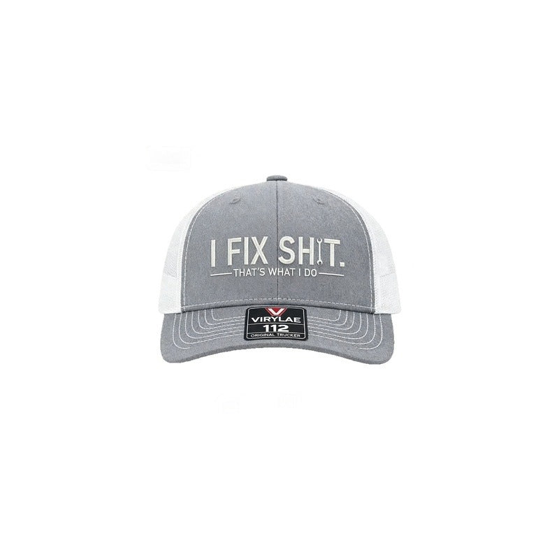 🔥Mesh Back Trucker Cap with "I Fix Shit" Embroidery – Breathable Outdoor Sun Hat🧢☀️