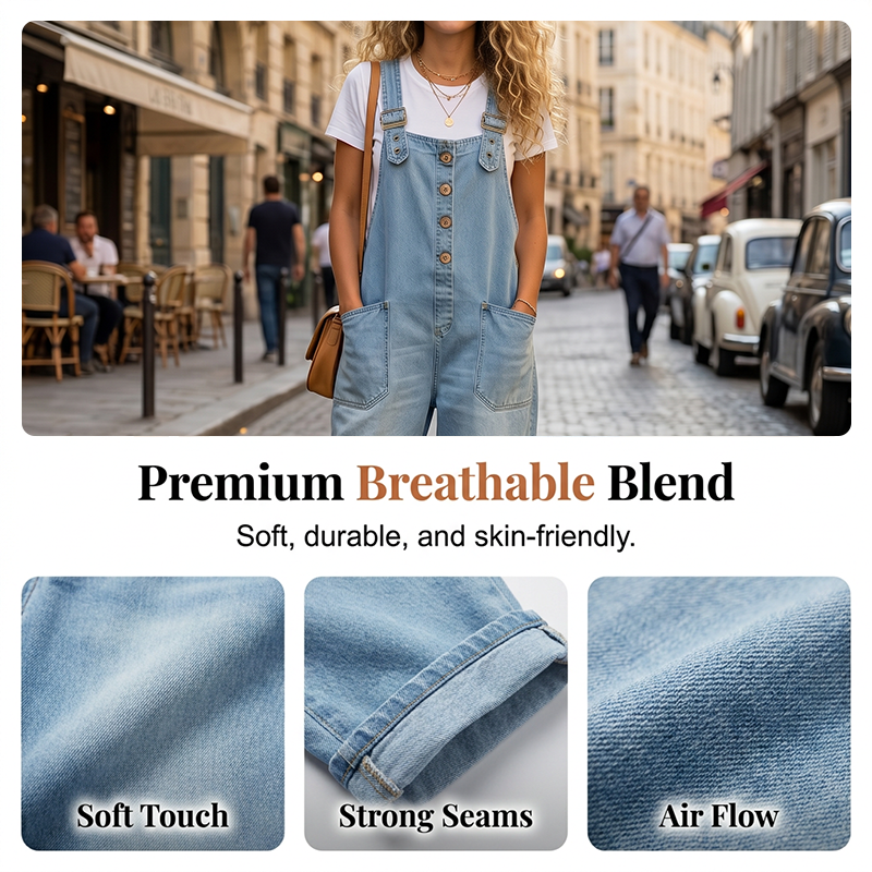 🔥Women's Casual Baggy Denim Overalls with Pockets