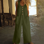 Women's Sleeveless Wide-Leg Jumpsuit with Pockets