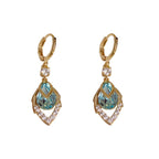 💎✨ Sky Blue Drop Hoop Earrings – Art-Deco, Rhinestone, Elegant 🌌