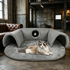 🐱 Plush 2-in-1 Cat Tunnel Bed