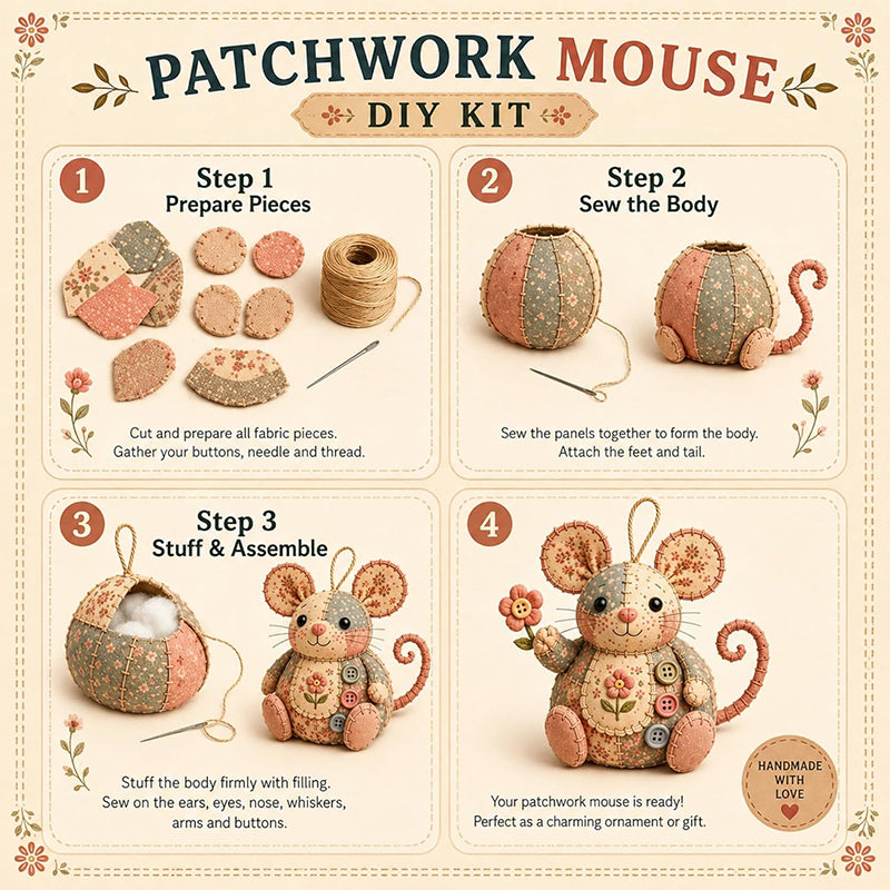 🎁Hot sale🧵Handcrafted Vintage Mouse Plush Sewing Kit