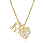 Heart Shaped Letters Micro Pave Chain Necklace – Initial Pendant, Titanium Steel, Adjustable ✨