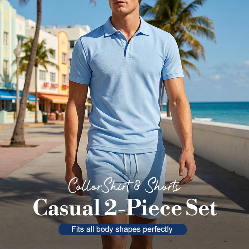 Men's Summer 2-Piece Polo & Shorts Set