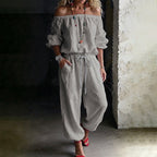 👗🌸Women's Off Shoulder Jumpsuit – Effortless Chic With A Flattering Fit ✨