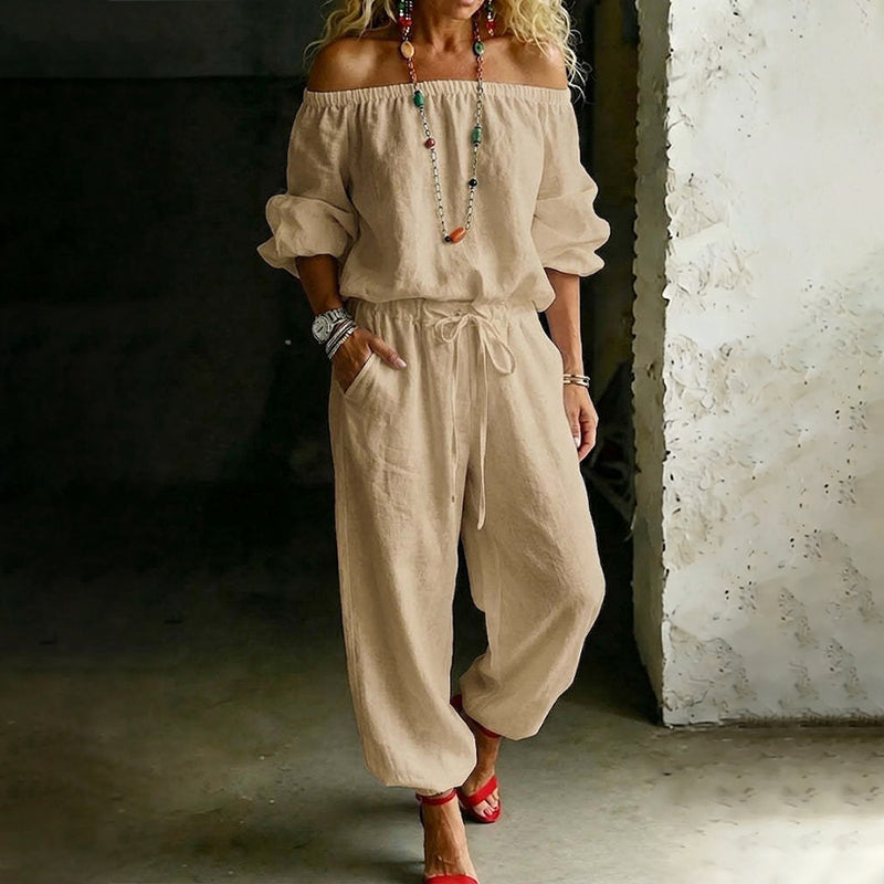 👗🌸Women's Off Shoulder Jumpsuit – Effortless Chic With A Flattering Fit ✨