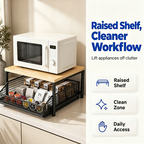 💥2-Tier Kitchen Microwave Stand with Slide-Out Drawer — Heavy-Duty Countertop Shelf