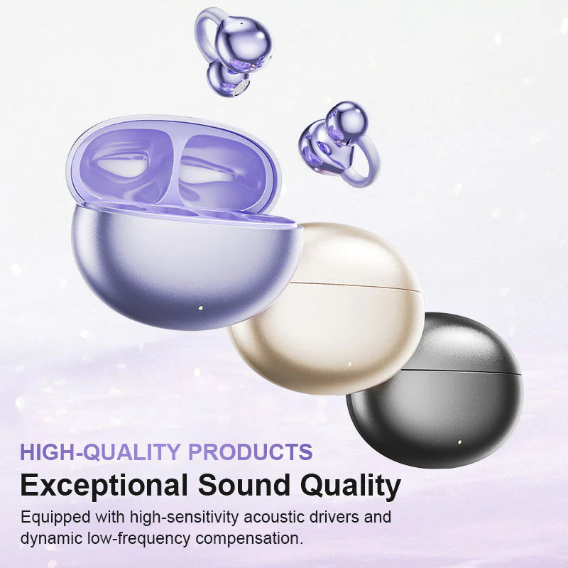 🎧 Bluetooth 5.4 Clip-On Open Ear Earbuds with Noise Cancelling – AI Noise Cancelling 🎶