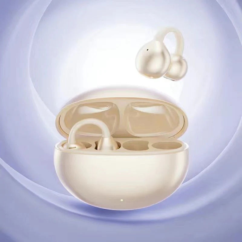 🎧 Bluetooth 5.4 Clip-On Open Ear Earbuds with Noise Cancelling – AI Noise Cancelling 🎶