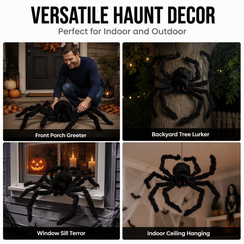 🕷️Oversized Outdoor Halloween Spider – Perfect for Multiple Spots, Haunted House Themes & DIY Scary Displays! 👻✨