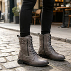 👢 Stable Steps, Easy Zip | Women's Round-Toe Chunky-Heel Martin Boots