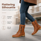 👢 Stable Steps, Easy Zip | Women's Round-Toe Chunky-Heel Martin Boots