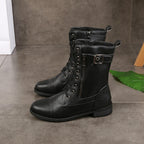 👢 Stable Steps, Easy Zip | Women's Round-Toe Chunky-Heel Martin Boots