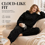 💖 Premium Comfort | Women's Plush Textured Hoodie & Pants 2-Piece Set