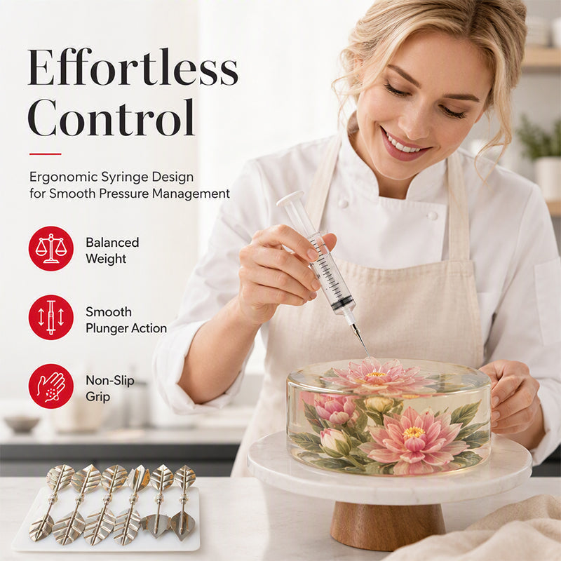 🎂Professional 3D Jelly Art Kit‑ 304 Stainless Steel 10‑Piece Floral Gelatin Art Tools with Syringe, DIY 3D Flower Jelly Cake Decorating Set for Pastry & Baking Lovers