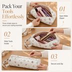 Portable Quilted Travel Storage Bag with Handle for Hair Dryer Curling Iron and Hair Straightener