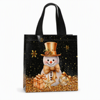 🎄 Black Christmas Non Woven Gift Tote Bag – Gold Foil, Reusable, Sturdy Handles 🎁