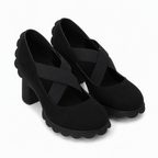 Womens Round Toe Crisscross Strap Mary Jane Shoes Chunky Heel Platform Cutout High Heels