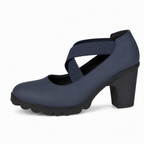 Womens Round Toe Crisscross Strap Mary Jane Shoes Chunky Heel Platform Cutout High Heels