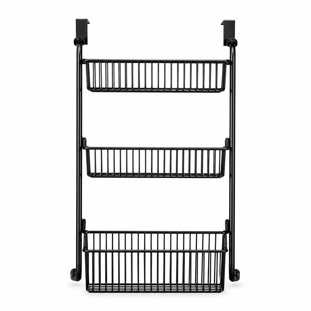 🚪Over the Door Hanging Organizer – Drill-Free Installation, Multi-Tier Carbon Steel Baskets & Space-Saving Design – Practical Storage for Any Room 🧺