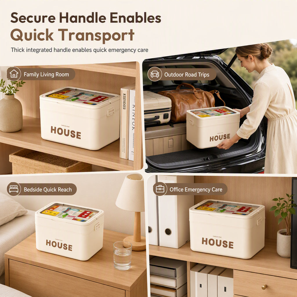 Large Plastic Medicine Storage Box with Multi-Layer Divided Compartments Portable Family Emergency First Aid Organizer Box💊📦