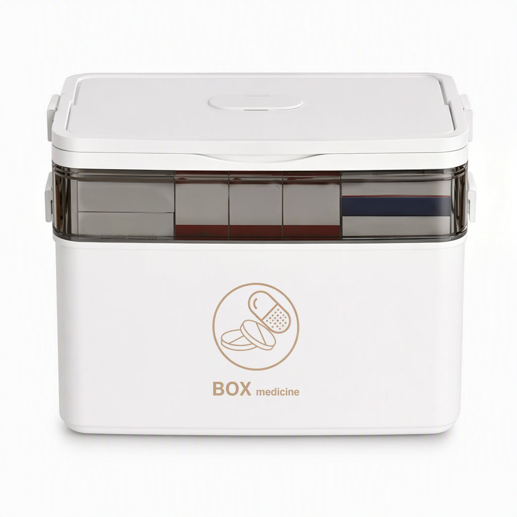 Large Plastic Medicine Storage Box with Multi-Layer Divided Compartments Portable Family Emergency First Aid Organizer Box💊📦