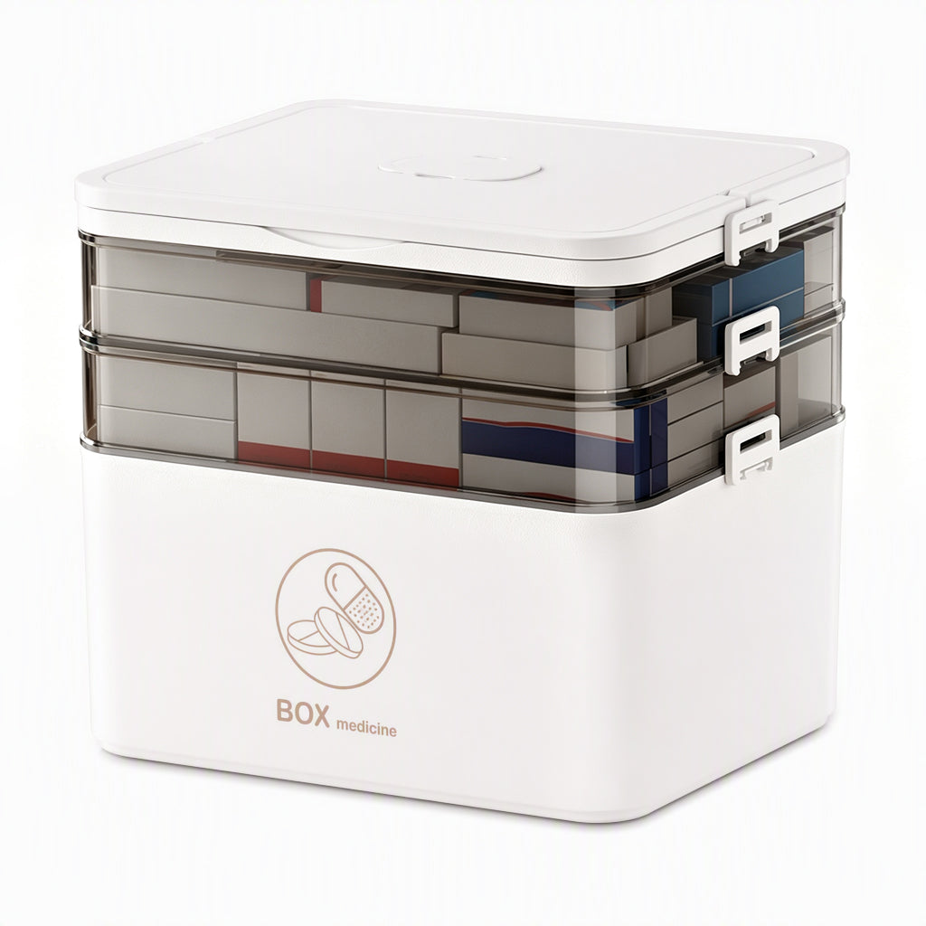 Large Plastic Medicine Storage Box with Multi-Layer Divided Compartments Portable Family Emergency First Aid Organizer Box💊📦
