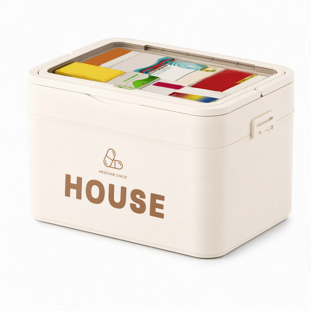 Large Plastic Medicine Storage Box with Multi-Layer Divided Compartments Portable Family Emergency First Aid Organizer Box💊📦