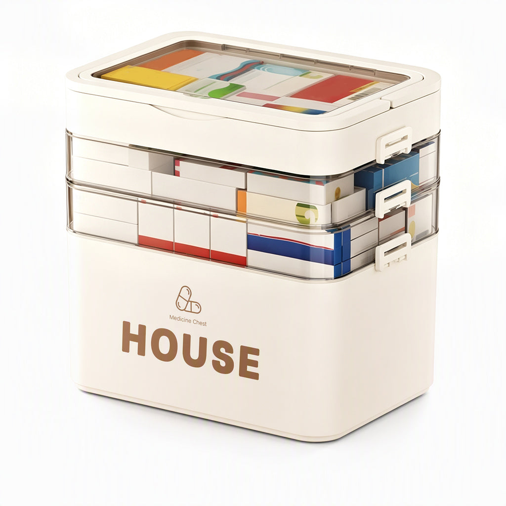Large Plastic Medicine Storage Box with Multi-Layer Divided Compartments Portable Family Emergency First Aid Organizer Box💊📦