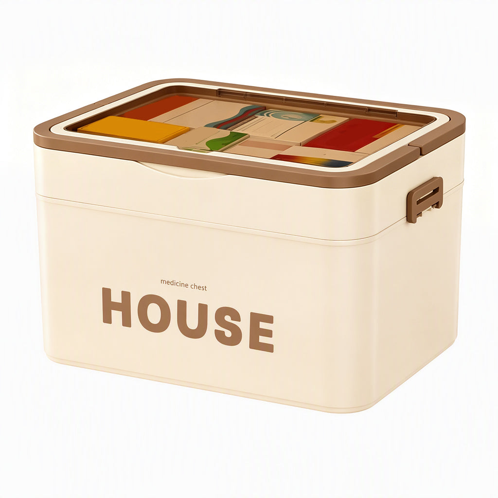 Large Plastic Medicine Storage Box with Multi-Layer Divided Compartments Portable Family Emergency First Aid Organizer Box💊📦