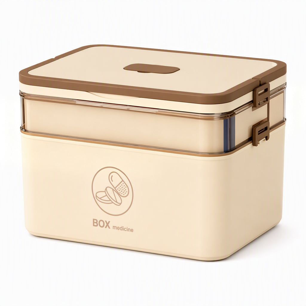 Large Plastic Medicine Storage Box with Multi-Layer Divided Compartments Portable Family Emergency First Aid Organizer Box💊📦