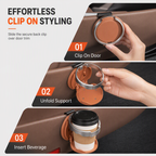 🚗 LIMITED-TIME 50% OFF! 🥤 Foldable Car Door Drink Holder – Multi-Purpose, Clip-On, Faux Leather ✨