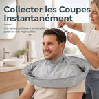 ✂️ Hair Cutting Cape with Catcher – built-in groove traps clippings, no mess on clothes or floors. Waterproof, non-static, folds flat. Perfect for home trims & kids' cuts!