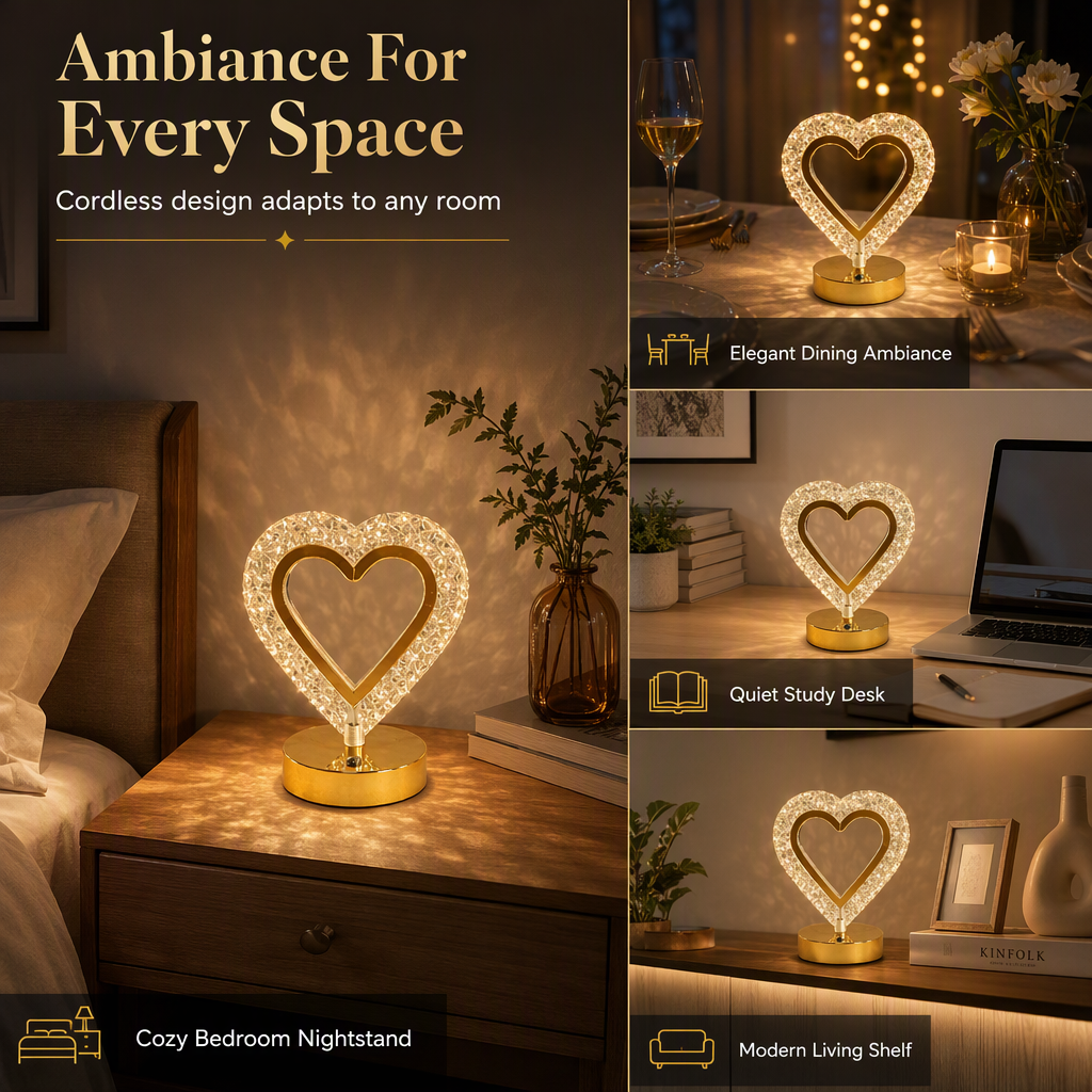 Geometric Crystal Night Light: Touch Control, 3 Colors, USB Rechargeable, Bedroom Glow