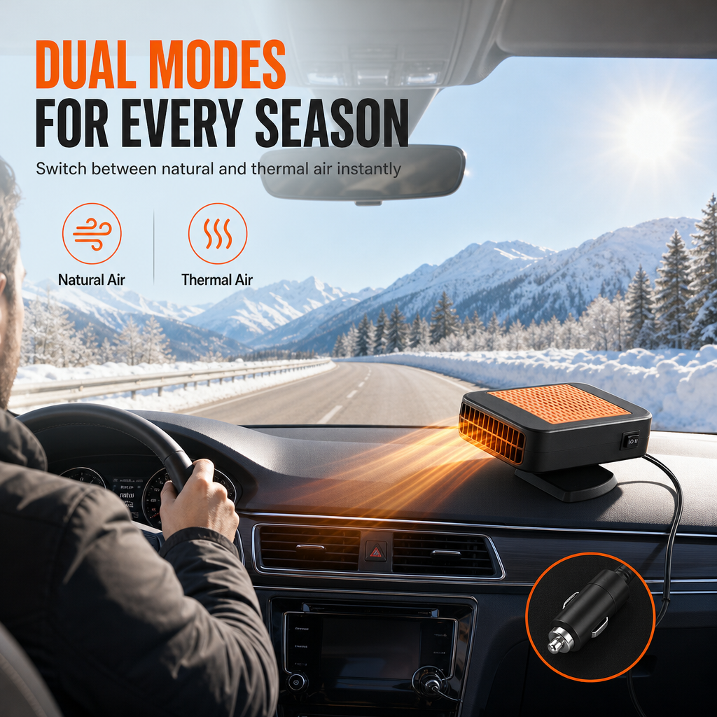Defog Windshields Instantly! Rotating Dual-Mode Car Heater Blower