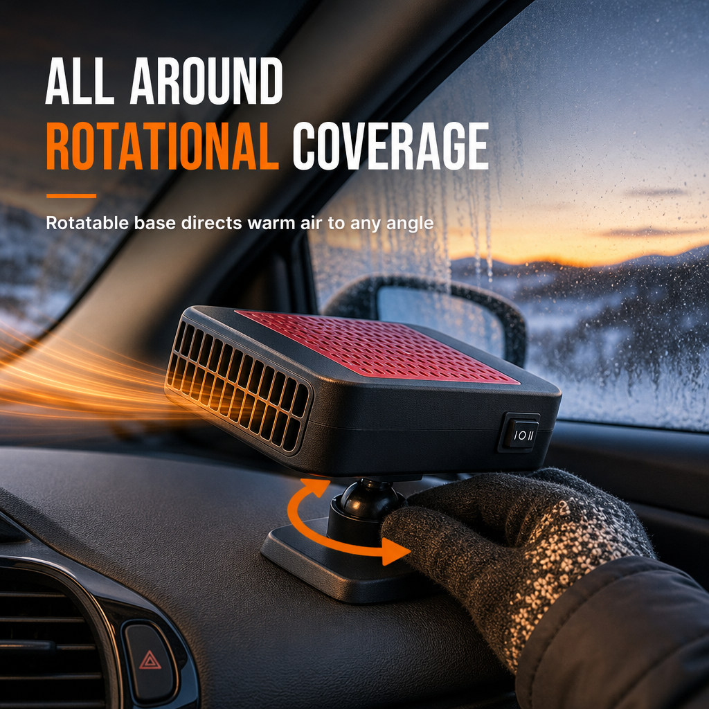 Defog Windshields Instantly! Rotating Dual-Mode Car Heater Blower